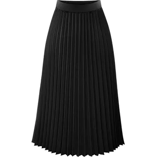 Plisseerock Damen Damen Lang Faltenrock Elastische Plissee Rock A Linie Chiffon Rock Einfarbig Frühling Sommer Herbst Maxirock