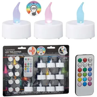 LED-Teelichte, 10 Stück, Ø 4 cm, mit Farbwechsel und Fernbedienung