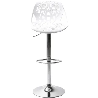 Kare Barhocker Ornament 50 x 44,5 x 85 cm Silber/Weiß