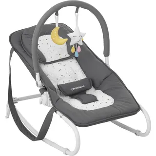 Badabulle Babywippe Easy Moonlight - mit integrierter Kopfstütze, 5-fach verstellbarer Rückenlehne, Spielbogen - B012012 - Grau