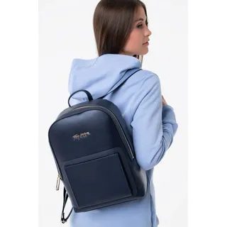 Rucksack Frau Tommy Hilfiger Iconic Backpack Marineblau Logo Gold 25x34x12 CM
