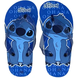Disney Stitch Zehentrenner für Mädchen, Stitch Kinder-Sommersandalen, Größe EU 27/28 | Blau