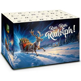 itenga Adventskalender für Bierkasten Stülper - Run Run Rudolph Rentier - Bier Adventskalender