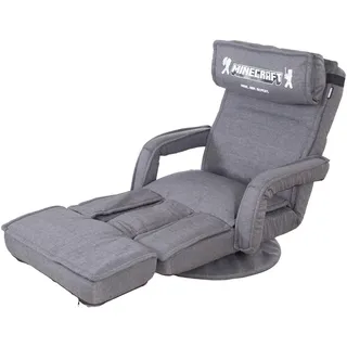 Minecraft Gamingstuhl , Grau , Metall, Textil , Gaming , 62x80x60 cm , Sitzfläche 360° drehbar, Nackenkissen abnehmbar, ausziehbare Fußstütze , Büromöbel, Bürostühle, Gaming-Sessel