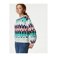 Girls M&S Collection Knitted Star Jumper (6-16 Yrs) - Multi, Multi - 10-11 Years