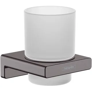 Hansgrohe AddStoris Zahnputzbecher, Zahnbürstenhalter für Wandmontage, Zahnbürstenbecher, verdeckte Befestigung, Badezimmer Zubehör, Brushed Black Chrome,