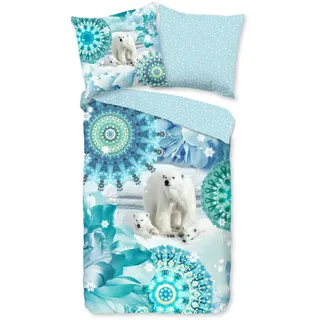 Duvet cover HIP 135x200 + 1* 80x80 cm - mandalas and polar bears - Blau
