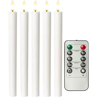 goobay LED-Echtwachs-Stabkerzen 5 St. weiß