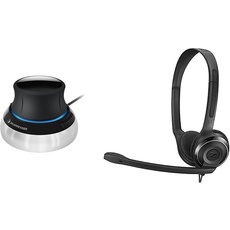3Dconnexion SpaceMouse Compact (3D-Maus, kabelgebunden), Schwarz & EPOS PC 8 USB-On-Ear-Stereo Headset PC, Kopfhörer mit Kabel