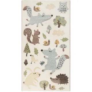 Sigikid Kinderteppich »Forest«, rechteckig, 13 mm Höhe, Wald Tiere Design, Kurzflor Sigikid beige/blau B: cm