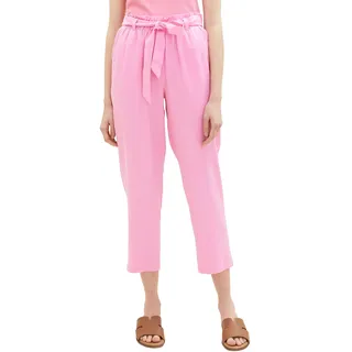 TOM TAILOR Denim Damen Relaxed Tapered Hose mit Bindegürtel 31685 - Fresh Pink L