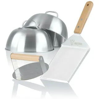 BBQ-Toro Grillbesteck Set 4-teilig Edelstahl braun