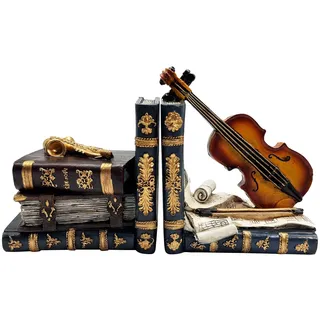 Vintage Klavier Violine Buchstützen Dekorative Harz Klavier Violine Bücherhalter Retro Musikliebhaber Geschenke for Bücher,Regale Heim Büro Dekorationen