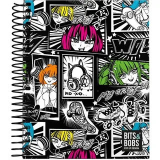 Grafoplás Notizbuch Hardcover A6 | Yuku | 100 Blatt kariert | 5 x 5 cm | 70 g | 4 farbige Kanten | Soft Laminiert | Weiche Haptik | Bits&Bobs Pop Up Design Kollektion | FSC zertifiziert