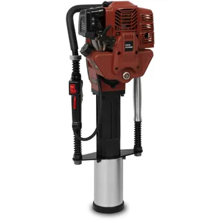 EBERTH Pfahlramme Zaunpfahl-Ramme Handramme Benzin 1,2PS (1500W, 3x Rammloch Adapter, Max. Pfahldurchmesser 100mm, 2-Takt Motor, Einzylinder, 52ccm, Metall Rahmen mit Stoßdämpfern, Koffer Inklusive)