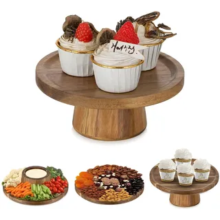 NUPTIO Tortenständer Cupcake Ständer Hochzeitstortenständer: 19.3cm Holz Tortendeko Rund Deko Hochzeitstorte für Torten Lebensmittel Hochzeit Party Geschenk Multifunktionale