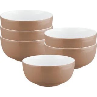 Schale SELTMANN WEIDEN "Müslischalen Liberty Pure Colors ø 15 cm 6er Set", braun (cocoa braun), B:15cm H:7cm T:15cm Ø:15cm, Schüsseln, Schale, Spülmaschinenfest, Mikrowellensicher, Ofenfest