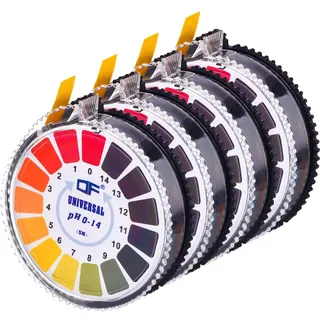 Jovitec Universelle pH Testpapier Streifen pH-Teststreifen Rolle, pH-Messung Vollbereich 0-14, 16,4 ft/Rolle (4 Rollen)