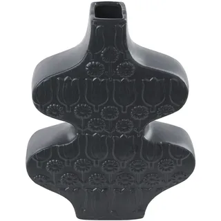 Beliani Blumenvase ARGOS Keramik 25 cm Schwarz
