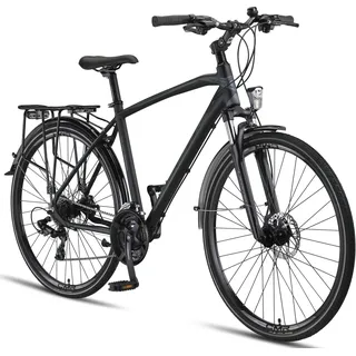 Licorne Bike Premium Touring Trekking Bike in 28 Zoll - Fahrrad für Jungen, Mädchen, Damen und Herren - 21 Gang-Schaltung - Mountainbike - Crossbike - Schwarz