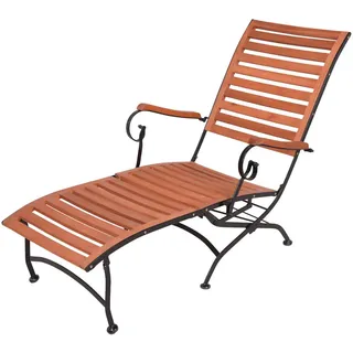 Gardenson Deckchair , Braun, Schwarz , Holz, Metall , Eukalyptusholz , Hartholz , 62x89x136 cm , wetterbeständig, UV-beständig, regenabweisend, klappbar, abnehmbares Fußteil , Holzmöbel, Sitzgelegenheiten Holz, Gartenliegen Holz