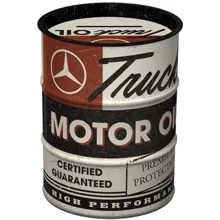 Nostalgic-Art Retro Spardose, 600 ml, Daimler Truck – Motor Oil – Geschenk-Idee für Trucker, Original Lizenzprodukt (OLP), Sparschwein aus Metall, Vintage Blech-Sparbüchse