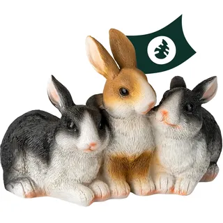 VERDOBA Gartendeko Figuren 3 Kaninchen Gartendekoration aus Kunstharz - Tiere Deko für den Garten, Gartenfiguren für außen - wetterfest und beständig, ca. 21 x 15 x 15 cm