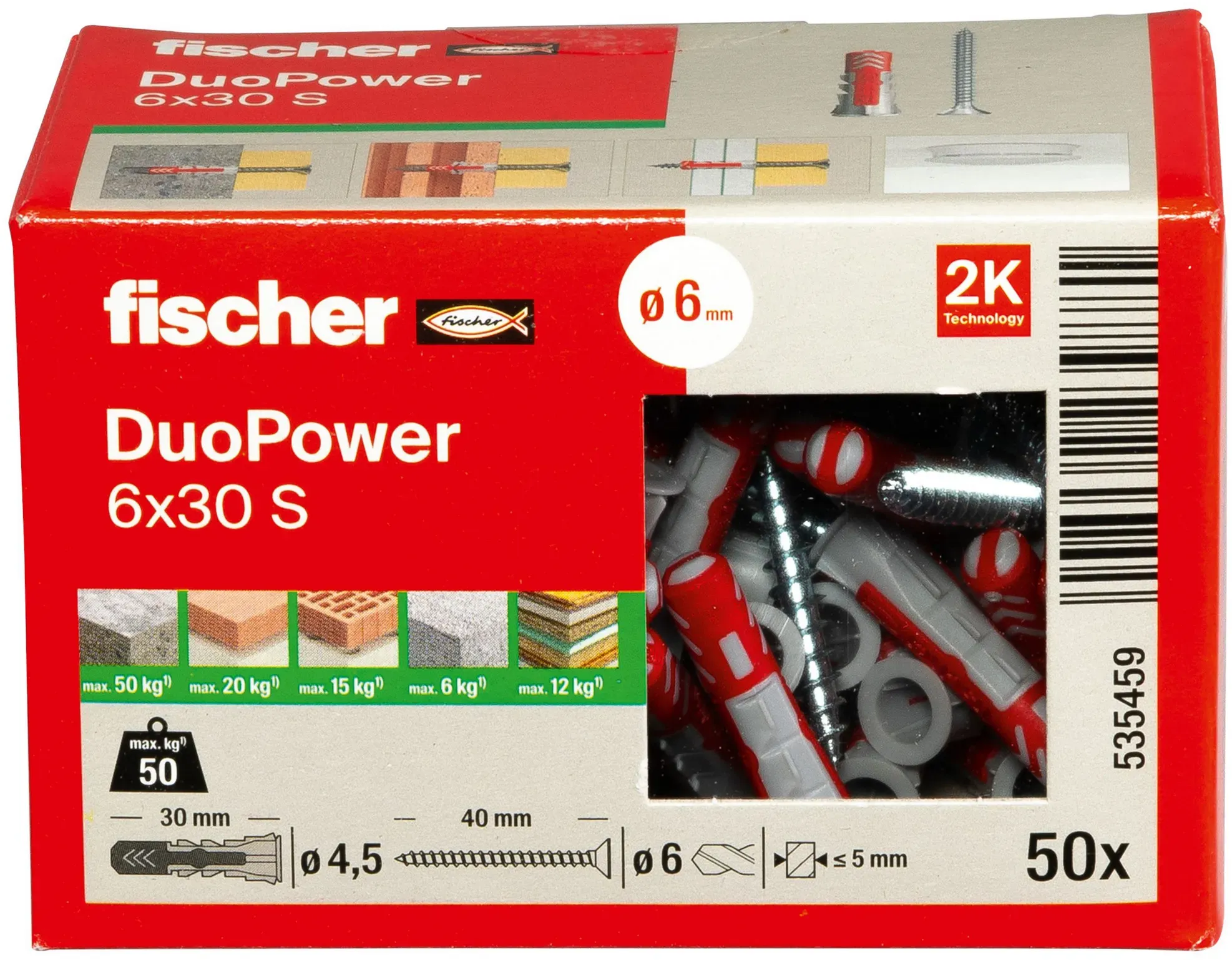 Bild von Universaldübel DuoPower 6x30 S, 50er-Pack (535459)