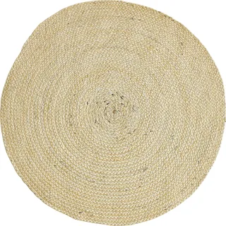 LUXOR LIVING -LUXOR- living Teppich IBO Juteteppich rund für Wohnzimmer und Schlafzimmer - Boho Teppich rund aus Jute und Baumwolle – Naturteppich in beige 60 cm rund