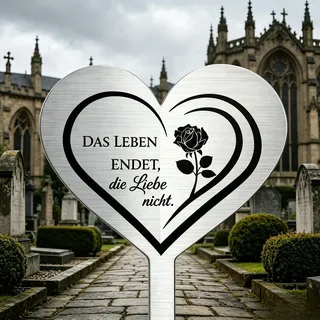 RunFar shop Grabstecker Herz aus Edelstahl Gedenkschild mit Gravur, Gartendeko Grabschmuck Wetterfest Grabdekoration mit Spruch (Herz Grabstecker BB)