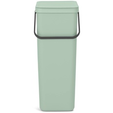 Brabantia - Sort & Go Abfallbehälter 40L - Großer Recyclingbehälter für die Küche - Tragegriff - Pflegeleicht - Passt Eng an die Wand - Küchenmülleimer - Jade Green - 27 x 35 x 62 cm