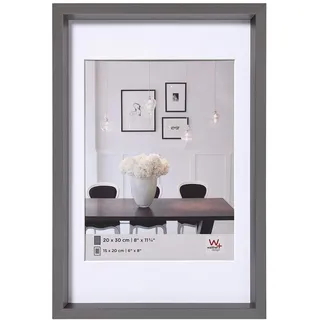 walther design Bilderrahmen stahl 30 x 45 cm mit Passepartout, Steel Style Kunststoffrahmen ES045D