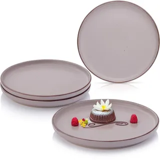 Sänger Dessertteller Bombay Basalt - 4 teilig aus Steingut , Lila , 4-teilig , Rund , kratzfest , Geschirr, Teller