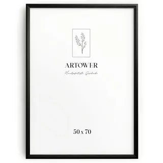 Artower® Bilderrahmen Vintage Schwarz Holz Rahmen für 50 x 70 cm | Posterrahmen Groß Collage | Picture Frame Vintage Black Wood 50x70 cm | Retro Schmal Bilderrahmen | Schwarz Poster Rahmen