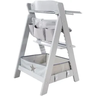 roba Organiser Set für Hochstühle mit Stern Motiv - Passend für alle Sit Up & Born Up Babyhochstühle - Box & Tasche zum Einhängen - Befestigung mit Klettverschluss - Grau