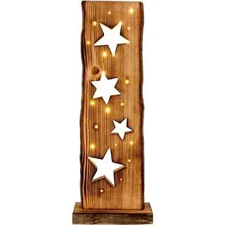 NÄVE LED Gartenleuchte "LED-Holz-Weihnachtsleuchte Sternemotiv, Weihnachtsdeko aussen", beige (natur), H: 60cm, Leuchten, incl. 23x LEDs 2800K,incl. Batteriefach mit Timerfunktion (6on/18off), LED Gartenleuchte