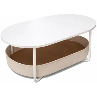 Relaxdays Couchtisch, , Weiß - Metall, Holzwerkstoff, Textil , 100x55x45 cm, , Wohnzimmer, Wohnzimmertische, Couchtische
