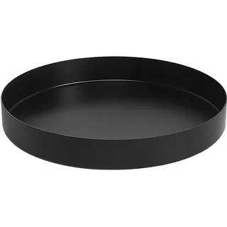 Yvttve Deko Tablett Schwarz Rund | Rundes Serviertablett Schwarz Matt Design Dekoteller und Dekotablett aus Metall für Adventskranz Teller (Ø 20 cm)
