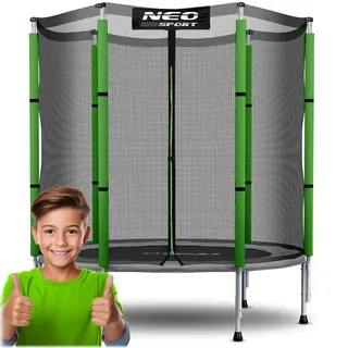 Neo-Sport Trampolin Für Kinder Outdoor Garten Mit Externem Sicherheitsnetz 140 cm 4,5 ft Schwarz Grün
