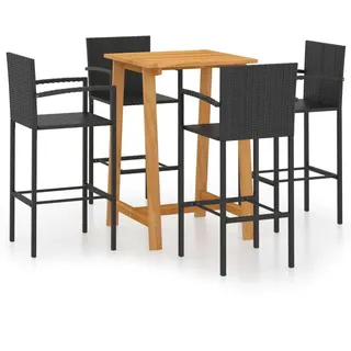 vidaXL 5-tlg. Gartenbar-Set Schwarz - Schwarz