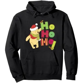 Weihnachten Winnie The Pooh Ho Ho Ho Scarf Pullover Hoodie, Unisex für Erwachsene, Schwarz, S