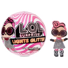 L.O.L. Surprise!-Light Glitter Ball 8 Davon 1 Puppe mit Pailletten, 8 cm, phosphoreszierend, Schwarze Lampe, zufällige Modelle, zum Sammeln inklusive Batterien, Spielzeug für Kinder ab 3 Jahren LLUB4