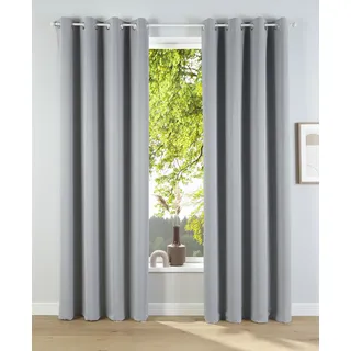 Verdunkelungsvorhang OTTO HOME "Solana" Gr. 1, grau (hellgrau), B:140cm H:145cm, Polyester, Gardinen, Verdunkelungsvorhang, 2-er Set, Breite 140 cm, einfarbig, Topseller