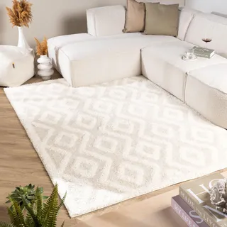 Teppich Skandinavisch - Lova Diamond Creme - 80x150 cm - Wohnzimmer, Esszimmer, Kinderzimmer, Schlafzimmer - FRAAI | Home & Living - Klassik, Industrielle, Modern, Skandinavisch - Creme