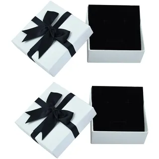2Packung Weiß Schmuckkasten klein Schmuckbox Karton Schmuckschatulle Schmuckschachteln Aufbewahrung Geschenkbox Geschenkschachtel Mit Samt Schwammmatte für Armbänder Armreife Ring (9 * 9 * 4cm)