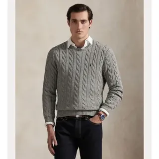 Polo Ralph Lauren für Herren. 710775885013 Baumwolljersey in grau-ecru gestrickt (XL), Lässig, Baumwolle
