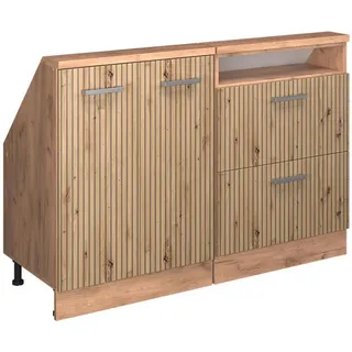 Vicco Küchenschrank FÜR Dachschrägen R-Line Artisan-Eiche 120 cm 2er Set , Eiche Artisan, Eichefarben , Holzwerkstoff , Rechteckig , 120x83.8x46 cm , Küchen, Küchenmöbel, Küchenschränke, Küchenunterschränke