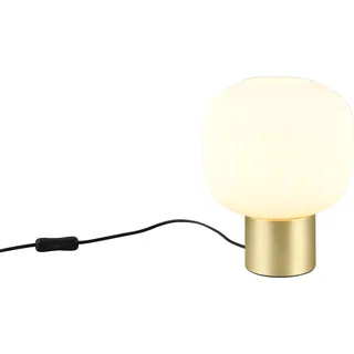 TRIO LEUCHTEN Schreibtischlampe "DIVA, E27 Tischleuchte mit Glasschirm Ø 20cm, exkl 1xE27 max 40W", braun (messing matt), 1, Ø 20cm H: 26cm, 1 Stk., Leuchten, Schnurschalter 150cm Kabel Höhe 26cm Nachttischlampe Kommode Sideboard, Schreibtischlampe