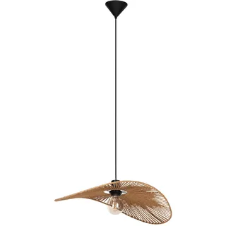 EGLO Hängelampe Siruela, Pendelleuchte über Esstisch, FSC Zertifiziert | Esszimmerlampe aus Papier in Natur und Metall in Schwarz, Hängeleuchte mit E27 Fassung, 40x56 cm