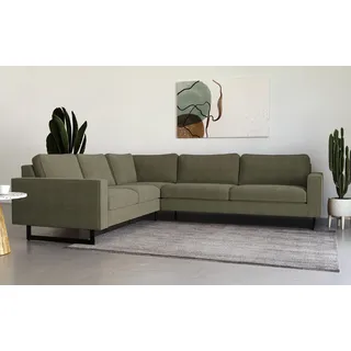 Places of Style Ecksofa »Pinto, 250/290 cm, langer Schenkel, XXL, Ottomane«, Cord, Feincord, Luxus-Microfaser Leder und Chenille PLACES OF STYLE khaki